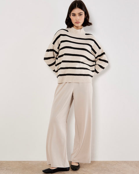 397425 Apricot tricot rayé à col montant