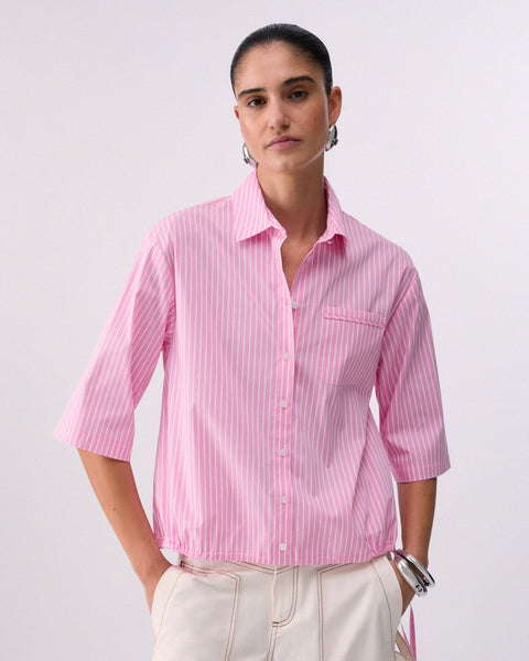 376216 Liu Jo chemisier rayé ajustable à la taille