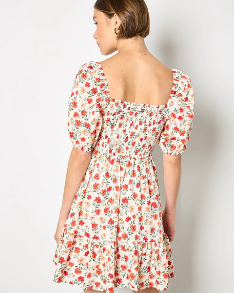351816 Apricot robe fleurie nid d’abeille