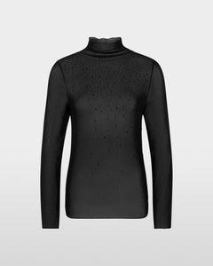365725 MARCCAIN chandail mesh col cheminée et cristaux