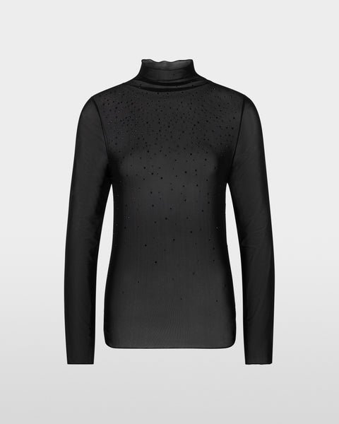 365725 MARCCAIN chandail mesh col cheminée et cristaux