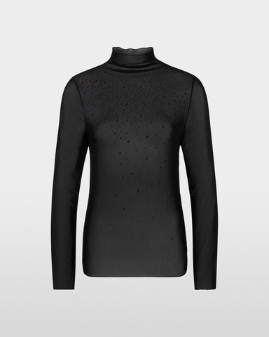365725 MARCCAIN chandail mesh col cheminée et cristaux
