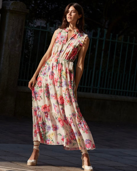 320915 OUI robe longue imprimée fleurie