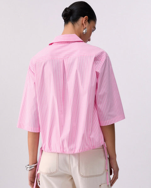 376216 Liu Jo chemisier rayé ajustable à la taille