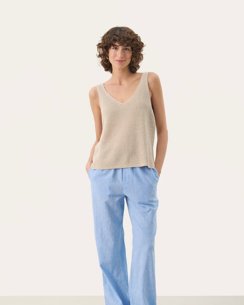 382916 Part Two Camisole encolure en « v » en tricot beige