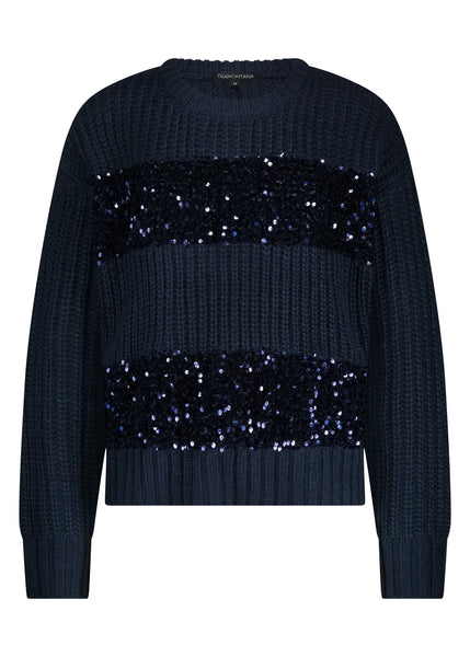 368025 Tramontana tricot pailleté marine