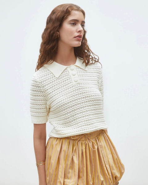 357316 Polo tricot ajouré