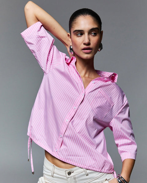 376216 Liu Jo chemisier rayé ajustable à la taille