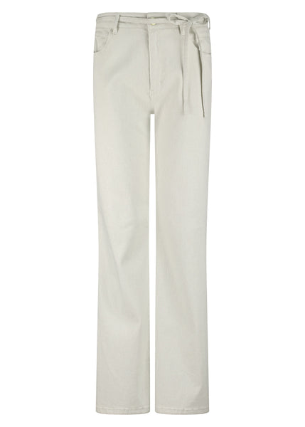 343216 TRAMONTANA Pantalon beige en denim et lurex à jambes larges