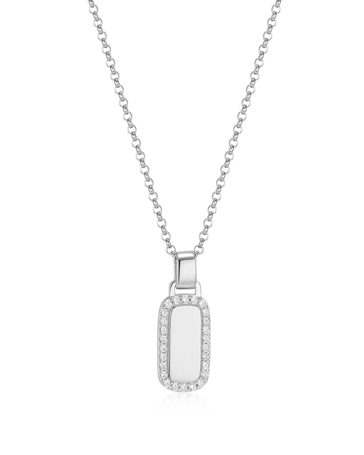 376025 ELLE collier Allure médaillon ovale argent et cristaux