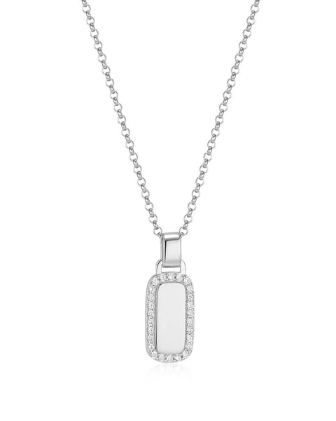 376025 ELLE collier Allure médaillon ovale argent et cristaux