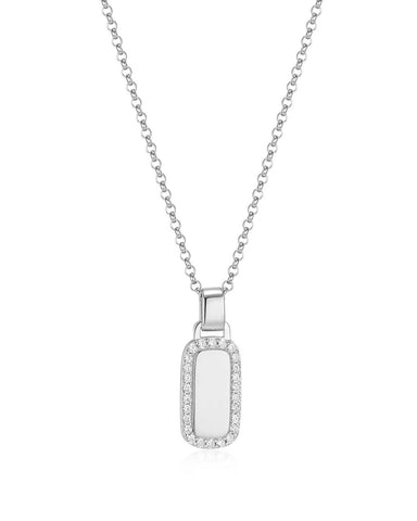 376025 ELLE collier Allure médaillon ovale argent et cristaux