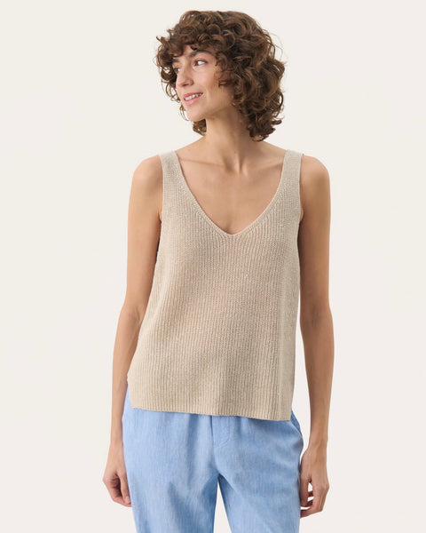 382916 Part Two Camisole encolure en « v » en tricot beige