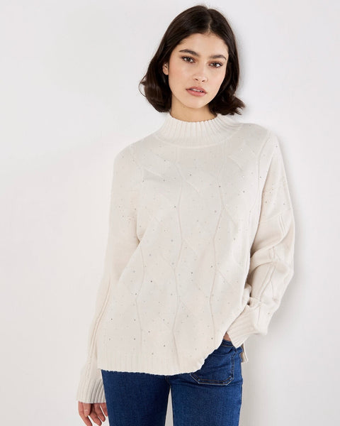 397225 Apricot tricot torsadé avec cristaux