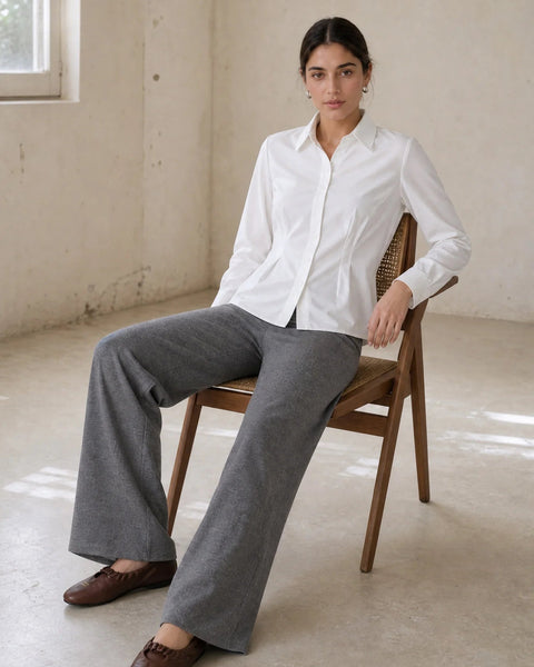 437626 JL Pantalon à taille élastique gris à chevrons