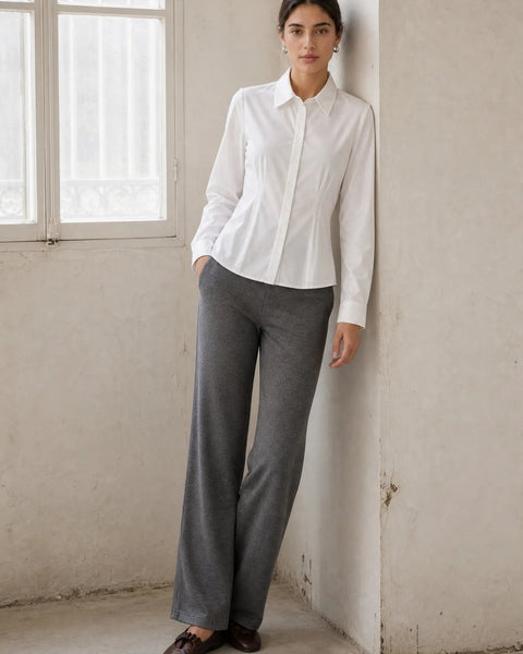437626 JL Pantalon à taille élastique gris à chevrons
