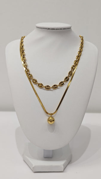 648914 L’ACTUEL chaîne serpent pendentif boule avec étoile