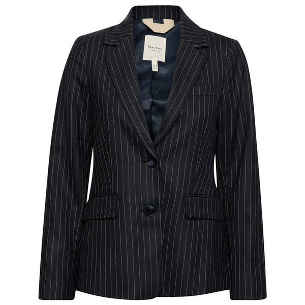 228224 PartTwo Veston ajusté noir avec rayures fines