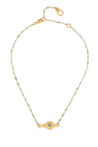 469313 French Kande collier or cristaux vert menthe