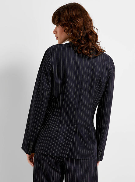 228224 PartTwo Veston ajusté noir avec rayures fines