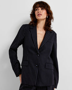 228224 PartTwo Veston ajusté noir avec rayures fines