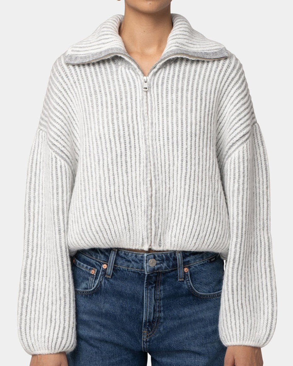 393825 MAVI Cardigan en tricot côtelé gris