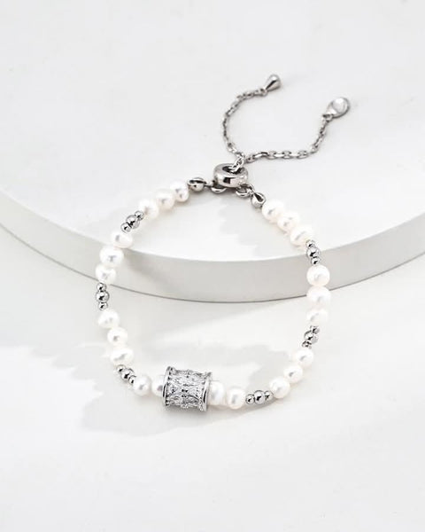 403426 L’ACTUEL bracelet or blanc et perles d’eau douce