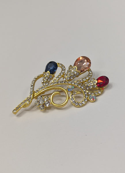 399816 L'Actuel Broche forme branche avec zircons et pierres