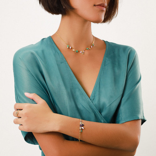 421522 Franck Herval bracelet élastique pierres semi-precieuses