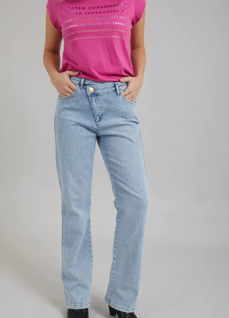 499313 Coster jean droit taille asymétrique