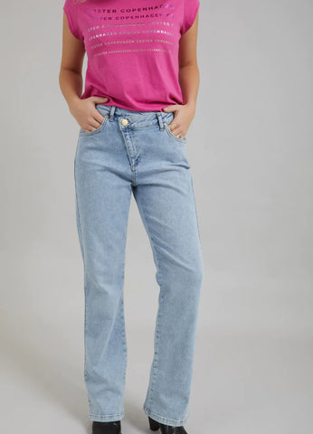 499313 Coster jean droit taille asymétrique