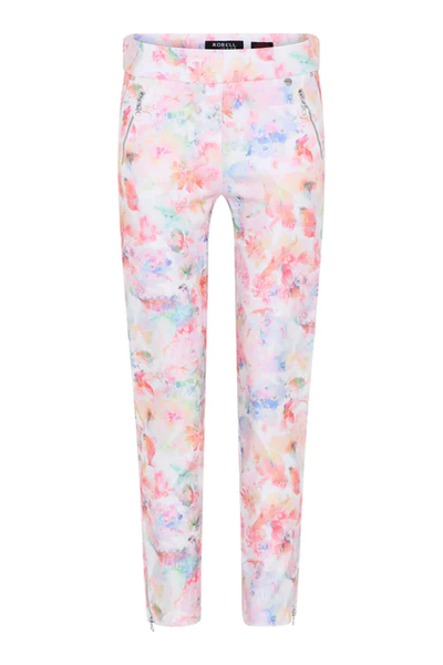 489613 Robell pantalon multicolore fleurs