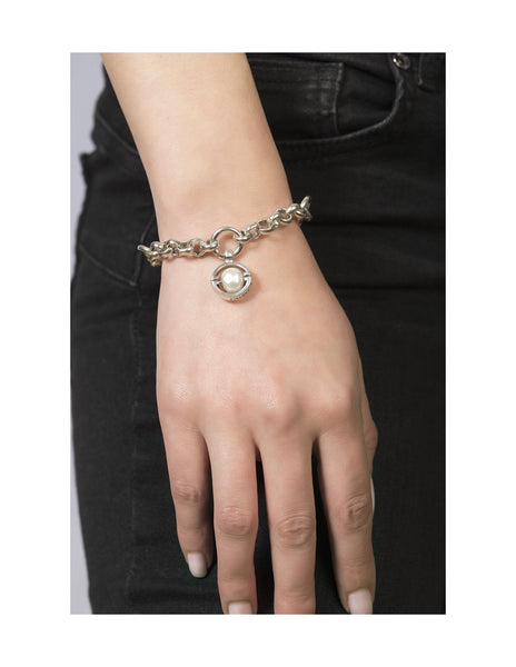 402722 Ciclon bracelet anneaux argents perle blanche