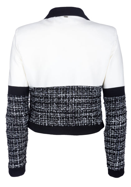 421922 Fracomina jacket court blanc et noir tweed